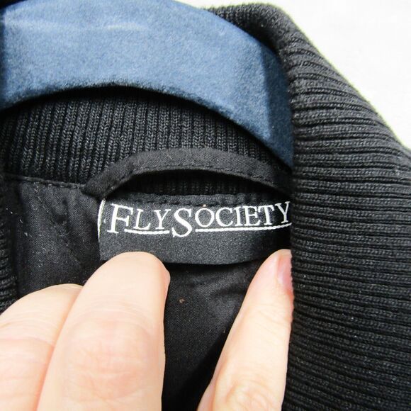 Fly Society Jacket Mens XL Letterman Embroidered Aviator Wool Blend Button Up - Picture 7 of 13